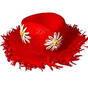 RED shimmer 100% paper eco friendly sun shading hat